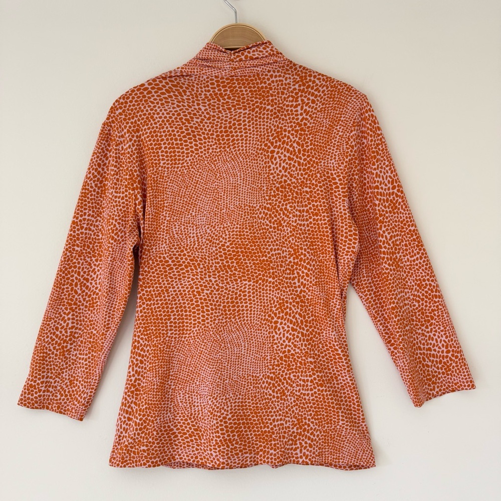 J. McLaughlin Catalina Cloth Vibrant Orange Patterned Faux Wrap Blouse Top Sz M - Picture 7 of 12